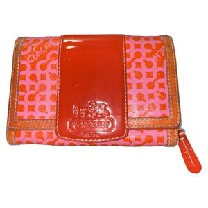 Coach Embossed Red and Pink Women's Wallet